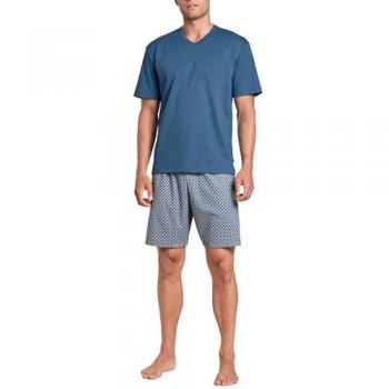 CALIDA Schlafanzug Xtra Kurz-Pyjama Herren XL Blau – besonders weich, formstabil