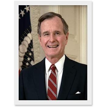 US President George H.W. Bush Official Portrait – A4 Framed Artwork
