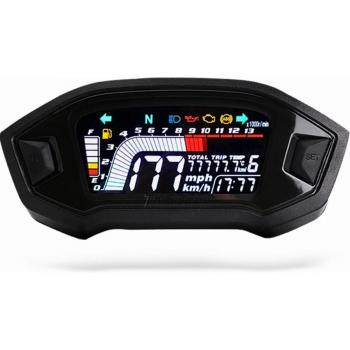 Digital LCD Speedometer for Single, Twin, or Quad Motorcycles – 13,000 RPM, Odometer, Tachometer, Optional Backlight