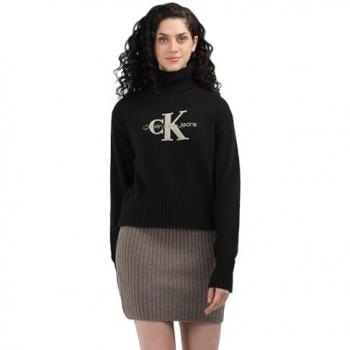 Calvin Klein Jeans Rollkragenpullover Chenille J20J224229 Schwarz Regular Fit M female