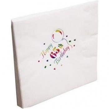 NPK Guardanapos Impresos 65º Cumpleaños – Pack 15, Blanco One Size