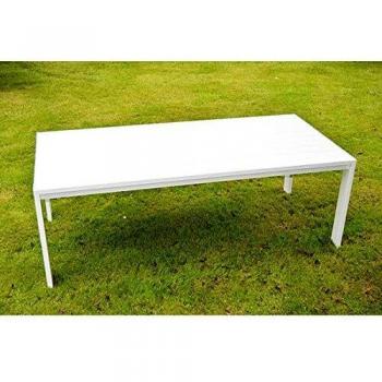 Garden Art – Table de jardin aluminium blanche 220 cm x 103 cm x 76 cm