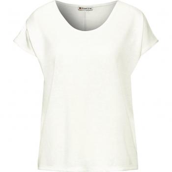 Street One Damen T-Shirt in Leinenoptik Offwhite Größe 42