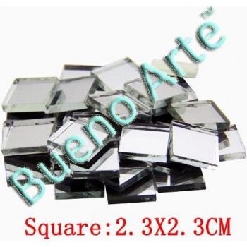Carreaux de verre miroir 10x10mm, 200g, argent brillant, décoration bricolage