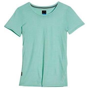 Icebreaker Damen-Sphere Kurzärmlines Shirt Low-Crew mit Streifen – Tasman/Snow, S, 102385