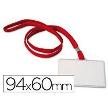 BADGE Q-CONNECT LACET PLASTIQUE RIGIDE CONGRES FOIRES ENTREPRISES INTERIEUR CARTE BLANCHE 60X94MM