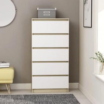 Sideboard weiß Sonoma Eiche 60x35x121 cm
