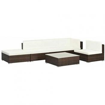 VidaXL Set di Arredo Giardino 6 Pezzi con Cuscini in Polyrattan Marrone