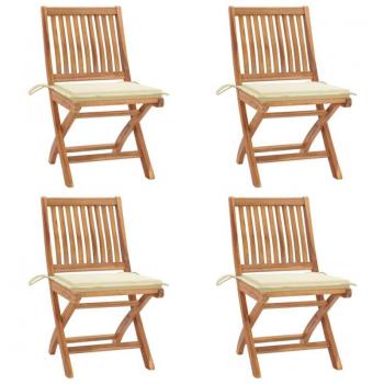 Solid Teak Wood Folding Chairs with Cushions