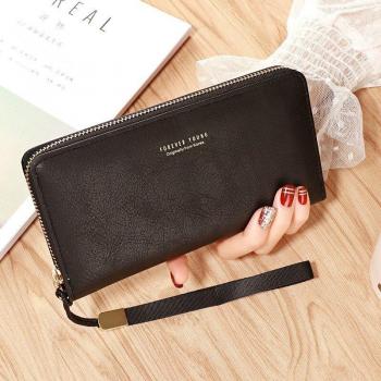 Ladies' Long PU Leather Wallet in Black/Pink/Blue/Green/Grey