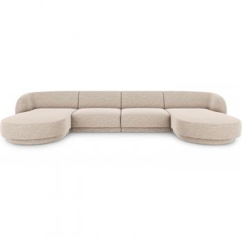 Canapé 5 places beige en tissu chenille Micadoni