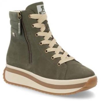 Rieker Damen High Top Sneaker Grün Größe 41 mit zwei Reißverschlüssen