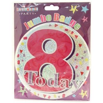 Badges de fête Jumbo Kaléidoscope 8 ans