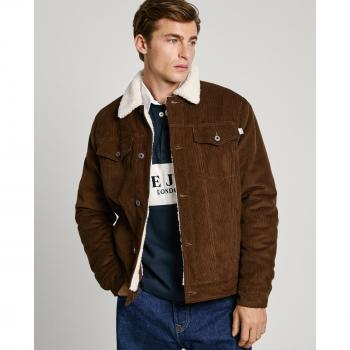 Cazadora de Hombre Pepe Jeans en Color Marrón con Detalles de Borreguito