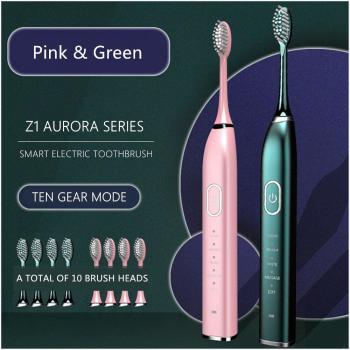 Sonic Rechargeable Toothbrush with 10 Modes and 5/10 Replacement Heads