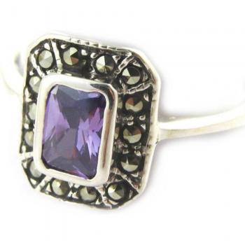Zilveren amethist ring 'Sissi' maat 52