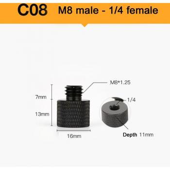 Adaptateur de vis à filetage 1/4 M8 mâle à femelle pour équipements de photographie