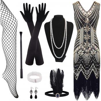 Robe Vintage Fepito 1920s avec Accessoires