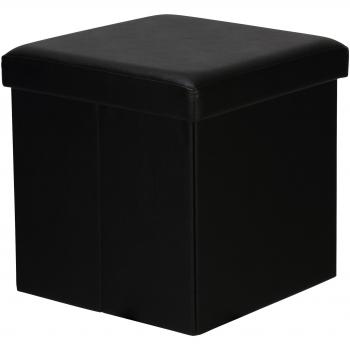 SquareSeat Black Faux Leather Compact Stool