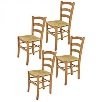 4 Sillas Venice de Tommychairs en color miel con asiento de paja