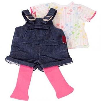 Vêtement complet : salopette jeans, T‑shirt et collants (45‑50 cm)