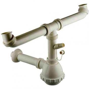Sifone PVC 2 Vie con Attacco Lavastoviglie