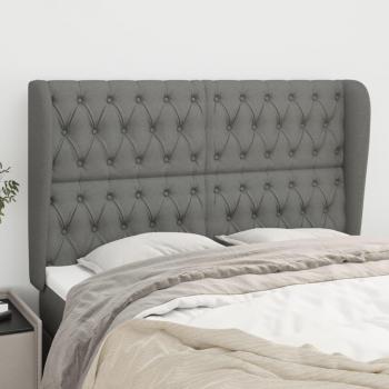 Kopfteil mit Ohren aus Stoff Dunkelgrau 163x23x118/128 cm