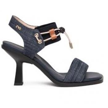 Damen-Sandalen Nero Giardini 36 – High Heel, Blau Jeans, Leder/Textil