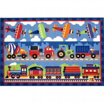 Alfombra Multijuego Oliva – Tren, Aeronaves y Camiones