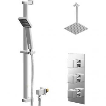 Cubix 200mm Thin Square Shower Head with Valve