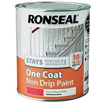 Ronseal One Coat Gloss Paint, White, 750 ml