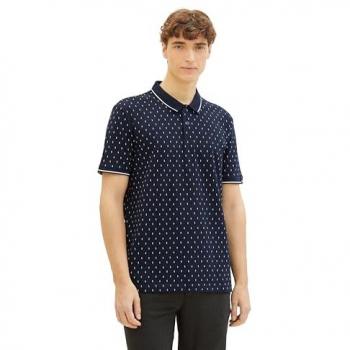 TOM TAILOR Denim Poloshirt, mit Minimal-Print und aus reiner Baumwolle