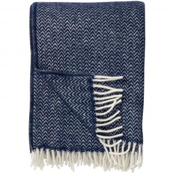 Wolldecke Chevron dunkel denim 130x200 cm, Klippan Yllefabrik