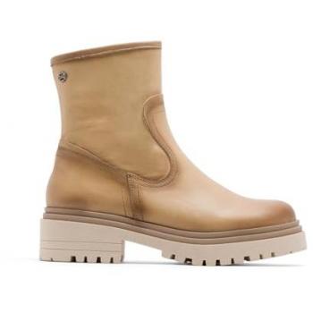 Botines de Piel Camel para Mujer con Cremallera Fiala