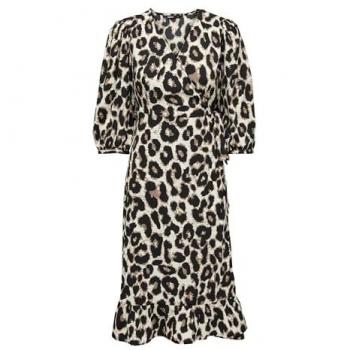 Midi‑Wrapkleid „Only Olivia“ – Damen – 3/4 Gewebe