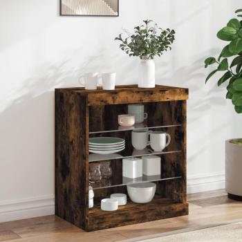 60.5x37x67 cm Smoked Oak Sideboard with Integrated LED Lights by VidaXL