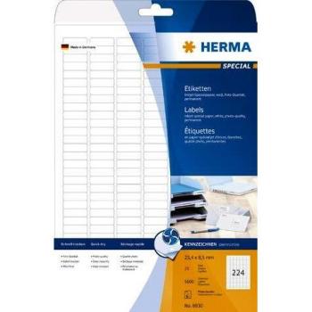 HERMA Inkjet Labels 8830, 25.4x8.5mm, White, Permanent Adhesion, Pack of 5600