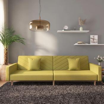 Día y Noche Sofá cama de 2 plazas con dos almohadas tela verde