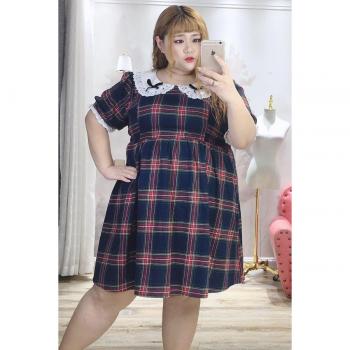 Plus‑Size Sommerkleid im Lolita-Stil mit Spitze und Plissierung