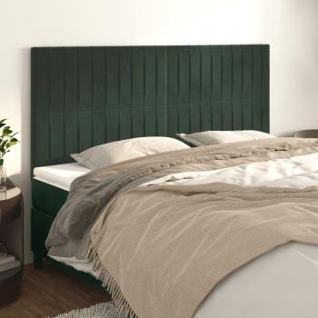 Cabeceros 4 unidades de terciopelo verde oscuro 100x5x78/88 cm Vidaxl Verde