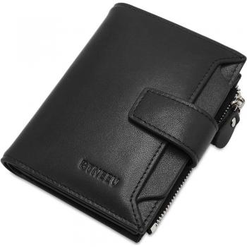 Portafoglio Pelle Uomo BTNEEU Portafogli Uomo Piccolo con Portamonete RFID Blocco, Portamonete con Cerniera Uomo con 18 Tasche per Schede, Porta carte di Credito per Uomo con Confezione Regalo
