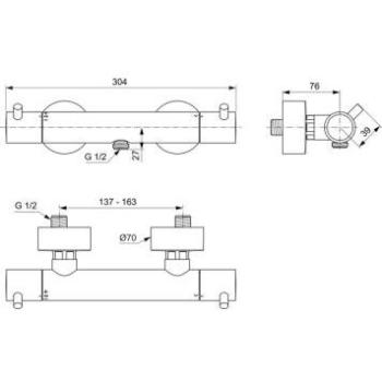 Ideal Standard T125 Brausethermostat in silver storm