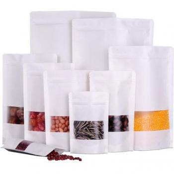 50pcs White Kraft Stand-Up Bags with Zip Lock