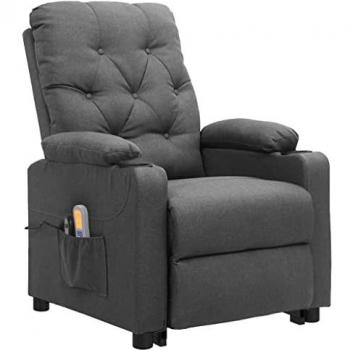 Tête de fauteuil relaxant gris clair, tissu extensible, option inclinable, massage