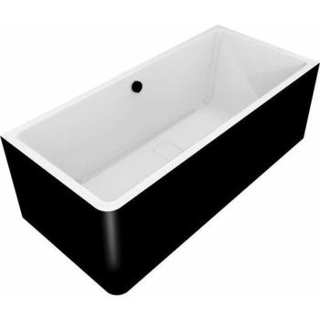Bain Polysan Curve R – Forme Rectangulaire 175 × 75 × 63 cm, Noir/Blanc