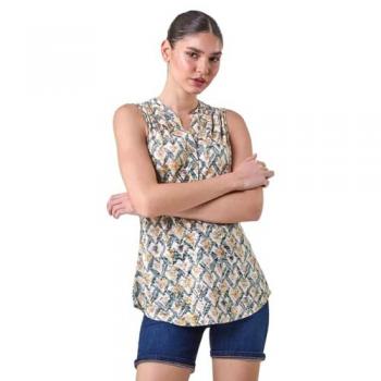 Green Geometric Patterned Button-Free Crop Top – UK 18