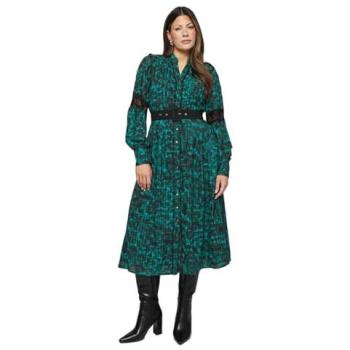 Emerald‑Color Leopard Pattern Midi Dress – Wallis, Women’s, Size 10