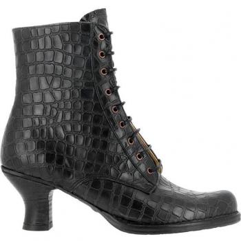Botines de piel Neosens S659 Alligator para mujer color Negro