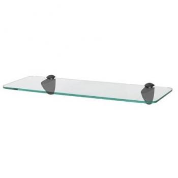 40cm Wall-Mounted Black Glass Shelf