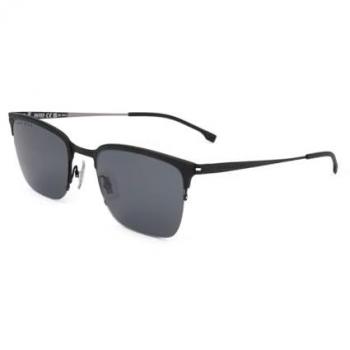 Hugo Boss BOSS 1244/S – Monture noire matte en acier inox – 55 mm de large, 22 mm de pont, 150
